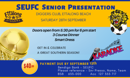 SEUFC Senior presentation september 28th 2019 flyer